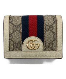 GUCCI（グッチ）の古着「GG 二つ折り財布/オフディアコンパクト」｜ホワイト×ブラウン