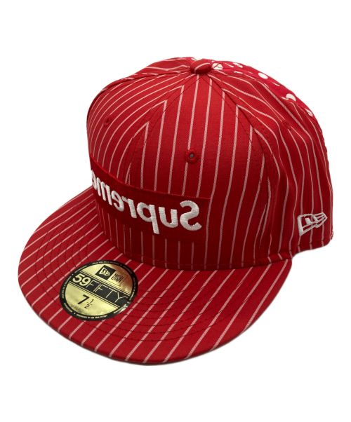 New Era（ニューエラ）New Era (ニューエラ) SUPREME (シュプリーム) COMME des GARCONS SHIRT (コムデギャルソンシャツ) 反転BOXロゴベースボールキャップ レッド サイズ:7 1/2の古着・服飾アイテム