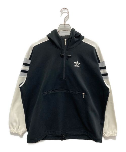 adidas（アディダス）adidas (アディダス) トレフォイルアノラックパーカー ホワイト×ブラック サイズ:MLの古着・服飾アイテム