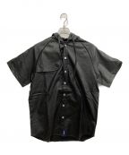 WANNAワナ）の古着「ECO LEATHER Hooded sharlock S/S shirts」｜ブラック