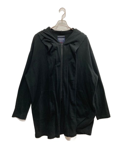 REGULATION Yohji Yamamoto（レギュレーションヨウジヤマモト）REGULATION Yohji Yamamoto (レギュレーションヨウジヤマモト) COMBED MINI FRENCH TERRY RE HOOD COAT ブラック サイズ:3の古着・服飾アイテム