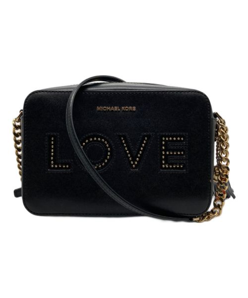 MICHAEL KORS（マイケルコース）MICHAEL KORS (マイケルコース) ショルダーカメラバッグ チェーン LOVEスタッズ ブラックの古着・服飾アイテム