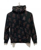 JORDANジョーダン）の古着「AS M J AMM AOP FLC HOODIE/薔薇柄プルオーバーパーカー」｜ブラック×ブラウン