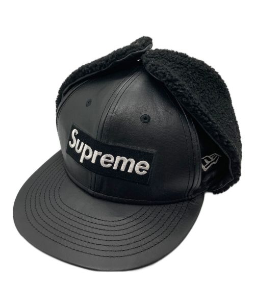 SUPREME（シュプリーム）SUPREME (シュプリーム) New Era (ニューエラ) Leather Earflap Box Logo ブラック サイズ:7 1/2(59.6cm)の古着・服飾アイテム