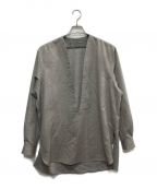 un/unbientアン/アンビエント）の古着「V-neck Pullover Shirt Wool Flannel」｜グレー