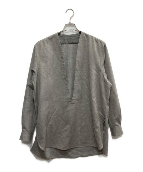 un/unbient（アン/アンビエント）un/unbient (アン/アンビエント) V-neck Pullover Shirt Wool Flannel グレー サイズ:3の古着・服飾アイテム