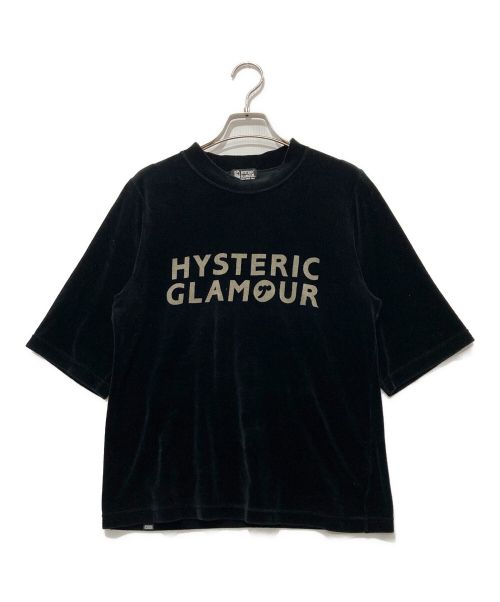 Hysteric Glamour（ヒステリックグラマー）Hysteric Glamour (ヒステリックグラマー) ベルベッドロゴTシャツ ブラック サイズ:Freeの古着・服飾アイテム