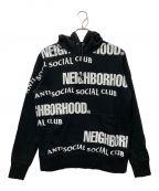 NEIGHBORHOOD×anti social social CLUBネイバーフッド×アンチソーシャルソーシャルクラブ）の古着「ロゴプリントフーディ」｜ブラック