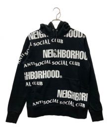 NEIGHBORHOOD×anti social social CLUB（ネイバーフッド×アンチソーシャルソーシャルクラブ）の古着「ロゴプリントフーディ」｜ブラック