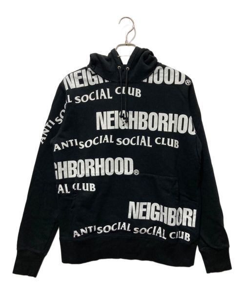 NEIGHBORHOOD（ネイバーフッド）NEIGHBORHOOD (ネイバーフッド) ANTI SOCIAL SOCIAL CLUB (アンチソーシャルソーシャルクラブ) ロゴプリントフーディ ブラック サイズ:Mの古着・服飾アイテム