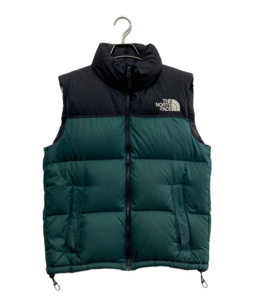 THE NORTH FACE（ザ ノース フェイス）THE NORTH FACE (ザ ノース フェイス) ヌプシベスト/NUPTSE VEST ブラック×グリーン サイズ:Mの古着・服飾アイテム