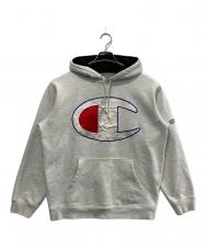 Champion (チャンピオン) SUPREME (シュプリーム) Satin Logo Hooded Sweatshirt グレー サイズ:L