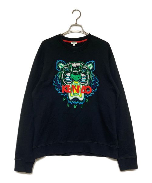 KENZO（ケンゾー）KENZO (ケンゾー) クラシックタイガー刺繍スウェットトレーナー ブラック サイズ:XLの古着・服飾アイテム