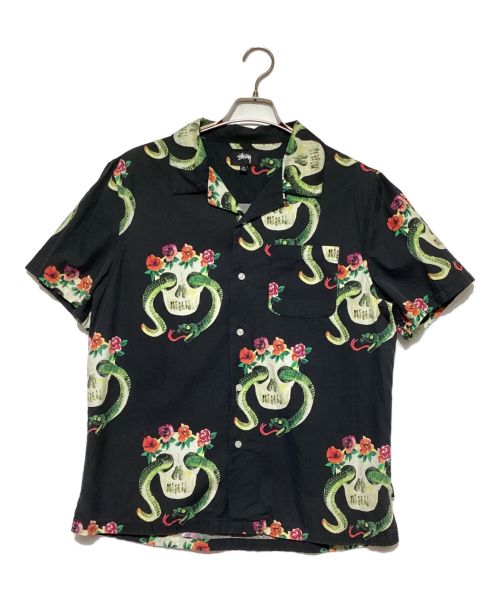 stussy（ステューシー）stussy (ステューシー) Skull Pattern Shirt ブラック サイズ:Mの古着・服飾アイテム