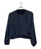 theoryセオリー）の古着「CRUSHED SATINStyle: ZIP BOMBER(クラッシュド サテンスタイル ジップ ボンバー)」｜ネイビー