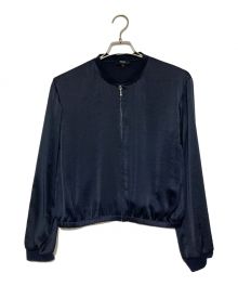 theory（セオリー）の古着「CRUSHED SATINStyle: ZIP BOMBER(クラッシュド サテンスタイル ジップ ボンバー)」｜ネイビー