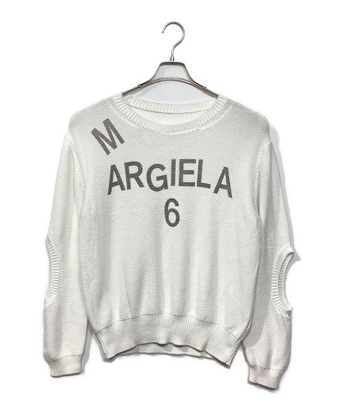 MM6 Maison Margiela（エムエムシックス メゾンマルジェラ）MM6 Maison Margiela (エムエムシックス メゾンマルジェラ) ロゴプリントニット ホワイト サイズ:16の古着・服飾アイテム