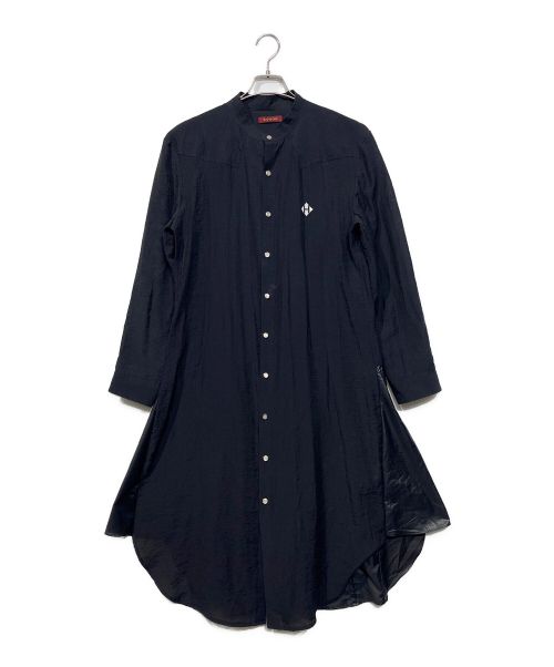 hazama（ハザマ）hazama (ハザマ) さざめくロングシャツ ブラック サイズ:Mの古着・服飾アイテム