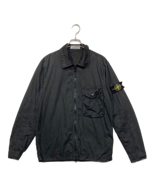 STONE ISLAND（ストーンアイランド）STONE ISLAND (ストーンアイランド) OLD EFFECT CANVAS OVERSHIRT ブラック サイズ:Mの古着・服飾アイテム