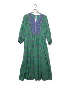 ne quittez pasヌキテパ）の古着「23SS Combination Ethnic Print Gather Dress」｜グリーン