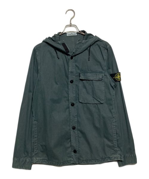 STONE ISLAND（ストーンアイランド）STONE ISLAND (ストーンアイランド) 18SSフード付きコットンシャツブルゾン グリーン サイズ:Lの古着・服飾アイテム