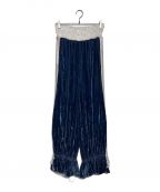 OFFWHITEオフホワイト）の古着「Velvet Contrast Trim Wide Leg Track Pants」｜ネイビー