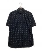 BALENCIAGAバレンシアガ）の古着「18SS All Over Logo Short Sleeve Shirt」｜ブラック