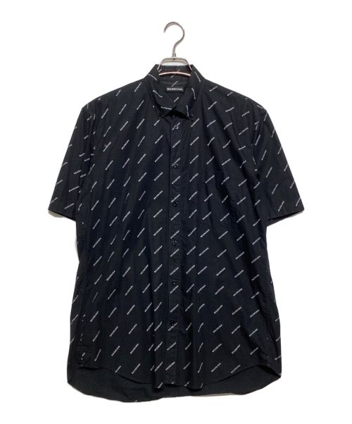 BALENCIAGA（バレンシアガ）BALENCIAGA (バレンシアガ) 18SS All Over Logo Short Sleeve Shirt ブラック サイズ:37の古着・服飾アイテム