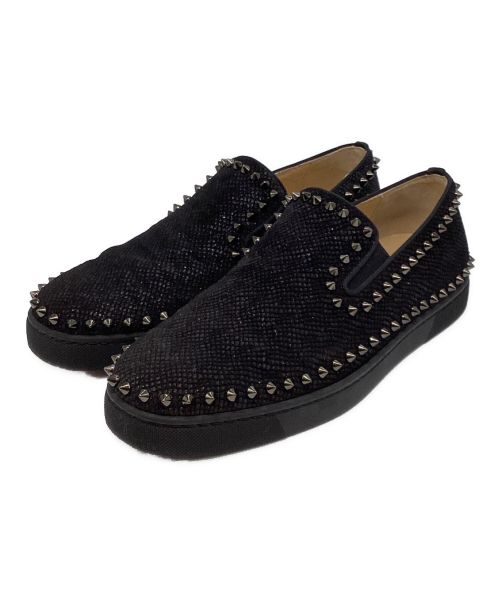 Christian Louboutin（クリスチャン・ルブタン）Christian Louboutin (クリスチャン・ルブタン) PIK BOAT FLAT スタッズスリッポン ブラック サイズ:40.5の古着・服飾アイテム