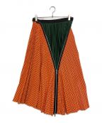 sacaiサカイ）の古着「19AW Zip Detail Pleated Skirt」｜グリーン×オレンジ