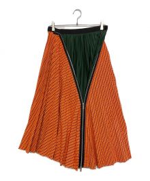 sacai（サカイ）の古着「19AW Zip Detail Pleated Skirt」｜グリーン×オレンジ