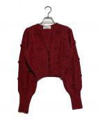 Mame Kurogouchiマメクロゴウチ）の古着「Bubble Pattern Cropped Knitted Cardigan」｜レッド