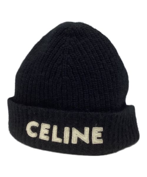 CELINE（セリーヌ）CELINE (セリーヌ) エンブロイダリーニット帽 ブラックの古着・服飾アイテム