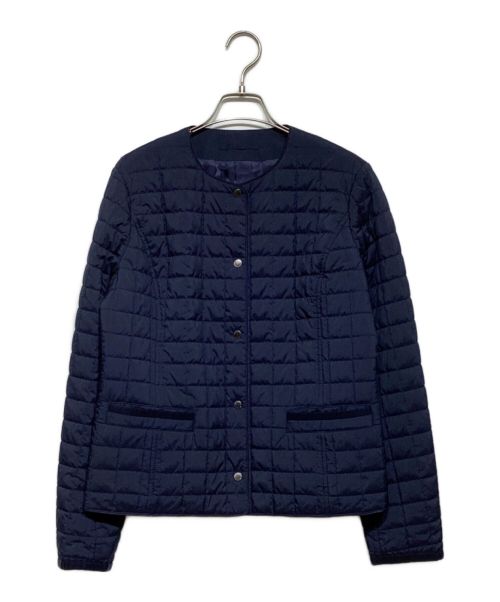 Aquascutum（アクアスキュータム）Aquascutum (アクアスキュータム) ラウンドネック ショートキルトコート ネイビー サイズ:8の古着・服飾アイテム