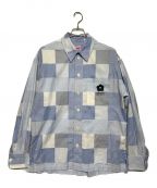 KENZOケンゾー）の古着「PATCHWORK OVERSIZED SHIRT」｜スカイブルー