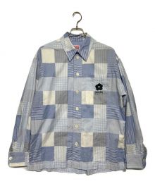 KENZO（ケンゾー）の古着「PATCHWORK OVERSIZED SHIRT」｜スカイブルー