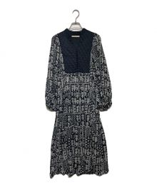 ne quittez pas（ヌキテパ）の古着「Modal Satin Patch Work Print Dress」｜ブラック