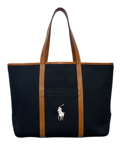 POLO RALPH LAUREN（ポロ・ラルフローレン）POLO RALPH LAUREN (ポロ・ラルフローレン) トートバッグ ブラック×ブラウンの古着・服飾アイテム