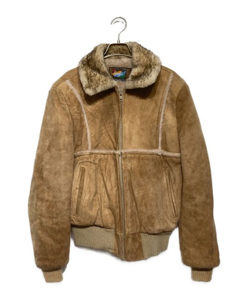 GARSEL（ガゼル）GARSEL (ガゼル) Suede and Shearling Lamb Bomber Jacket ベージュ サイズ:40の古着・服飾アイテム