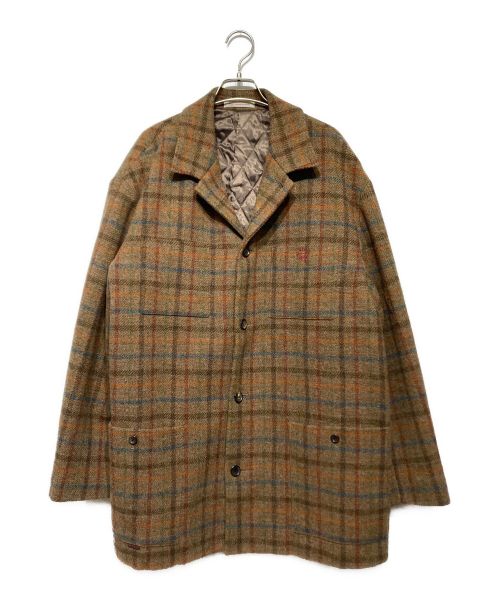 PAPAS（パパス）PAPAS (パパス) Harris Tweed (ハリスツイード) ツイードコート ブラウン サイズ:Lの古着・服飾アイテム