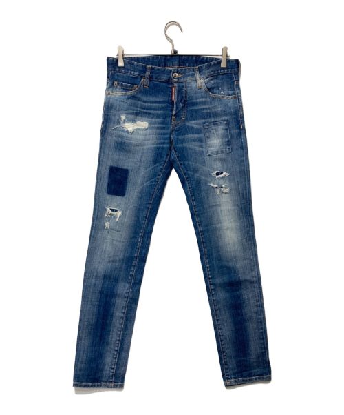 DSQUARED2（ディースクエアード）DSQUARED2 (ディースクエアード) Slim Jean ダメージ加工デニムパンツ インディゴ サイズ:44の古着・服飾アイテム