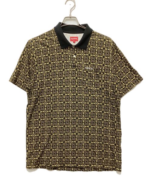 SUPREME（シュプリーム）SUPREME (シュプリーム) Bridle Print Polo ブラック×イエロー サイズ:Mの古着・服飾アイテム