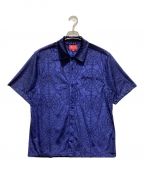 SUPREMEシュプリーム）の古着「21AW Spider Web Velvet S/S Shirt」｜ネイビー