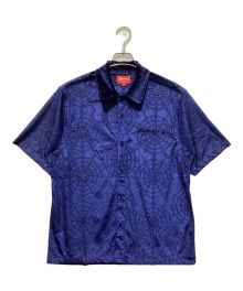 SUPREME（シュプリーム）の古着「21AW Spider Web Velvet S/S Shirt」｜ネイビー