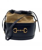 GUCCIグッチ）の古着「Horsebit bucket bag」｜ネイビー×ベージュ