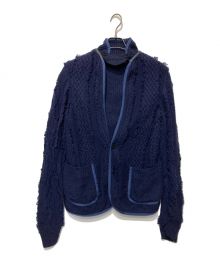 sacai（サカイ）の古着「パイピングケーブルニットジャケット」｜ネイビー