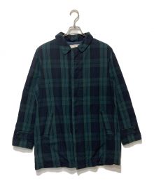 BARACUTA（バラクータ）の古着「チェックステンカラーコート」｜グリーン×ネイビー