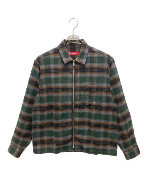 SUPREME（シュプリーム）SUPREME (シュプリーム) Shadow Plaid Flannel Zip Up Shirt グリーン×ブラック サイズ:Sの古着・服飾アイテム