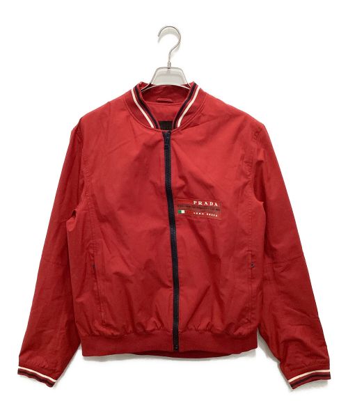 PRADA（プラダ）PRADA (プラダ) ナイロンブルゾン/Cotton Nylon Track Jacket/LUNA ROSSA 2003 レッド サイズ:50の古着・服飾アイテム