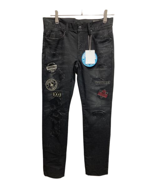 Hysteric Glamour（ヒステリックグラマー）Hysteric Glamour (ヒステリックグラマー) HG PATCH DENIM 転写デニムパンツ ブラック サイズ:S 未使用品の古着・服飾アイテム